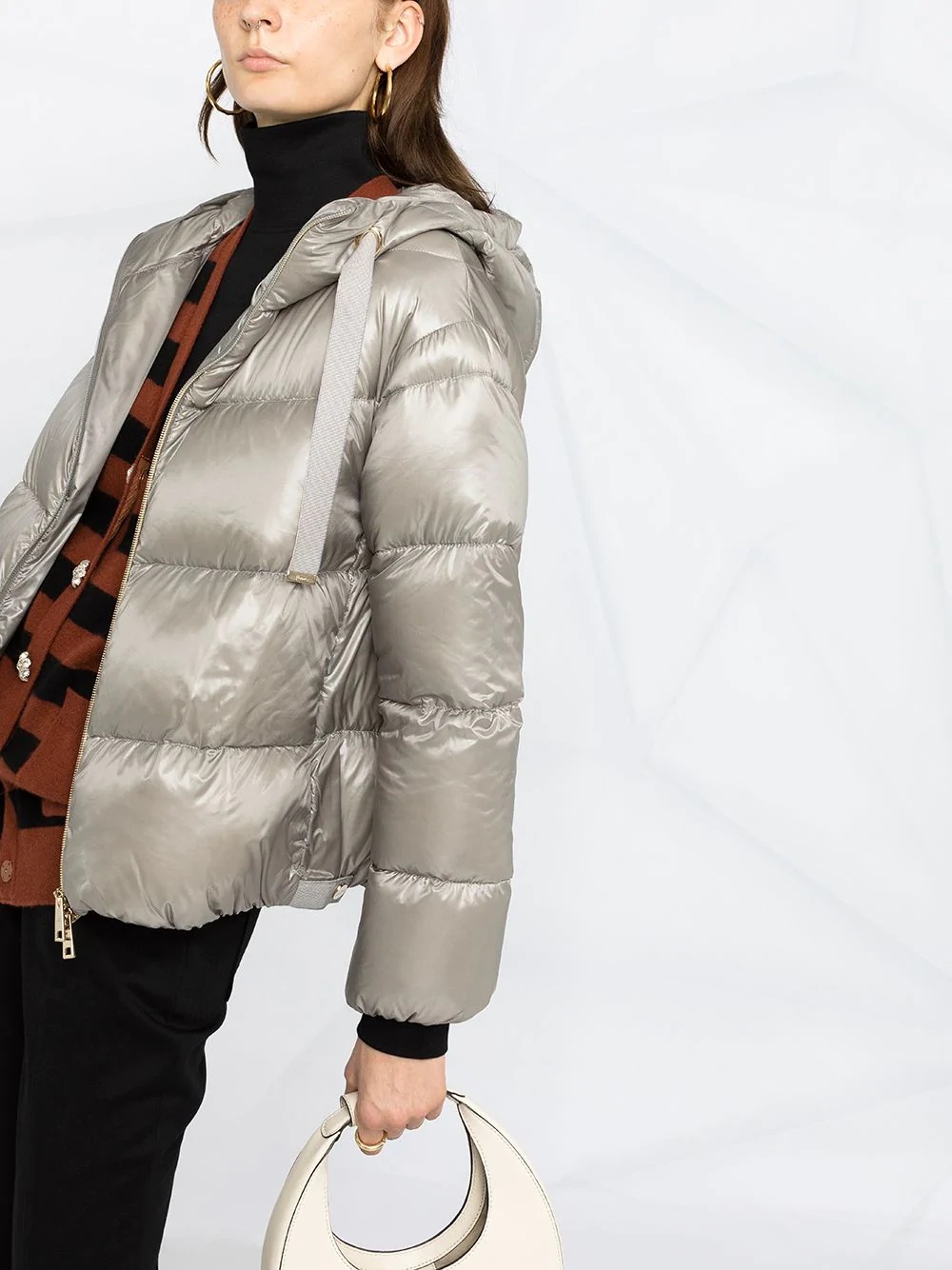 metallic quilted puffer jacket - 5