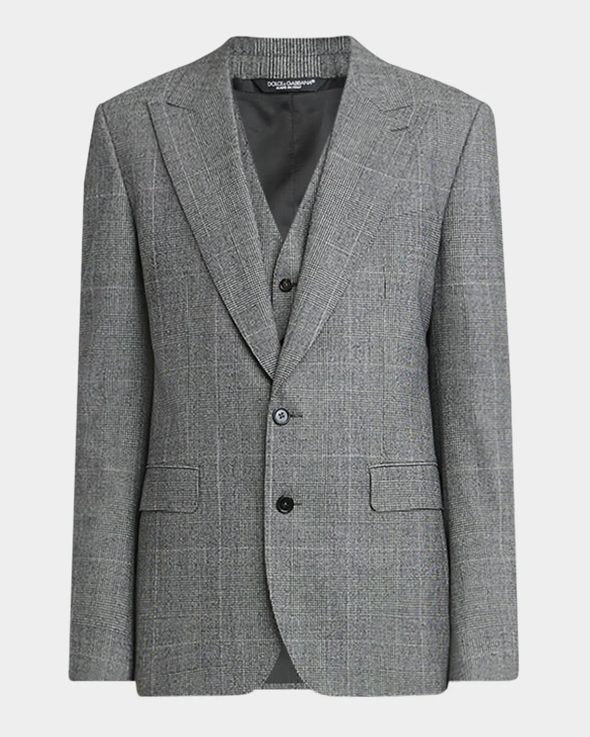 Men's Wool Glen Plaid Three-Piece Suit - 1