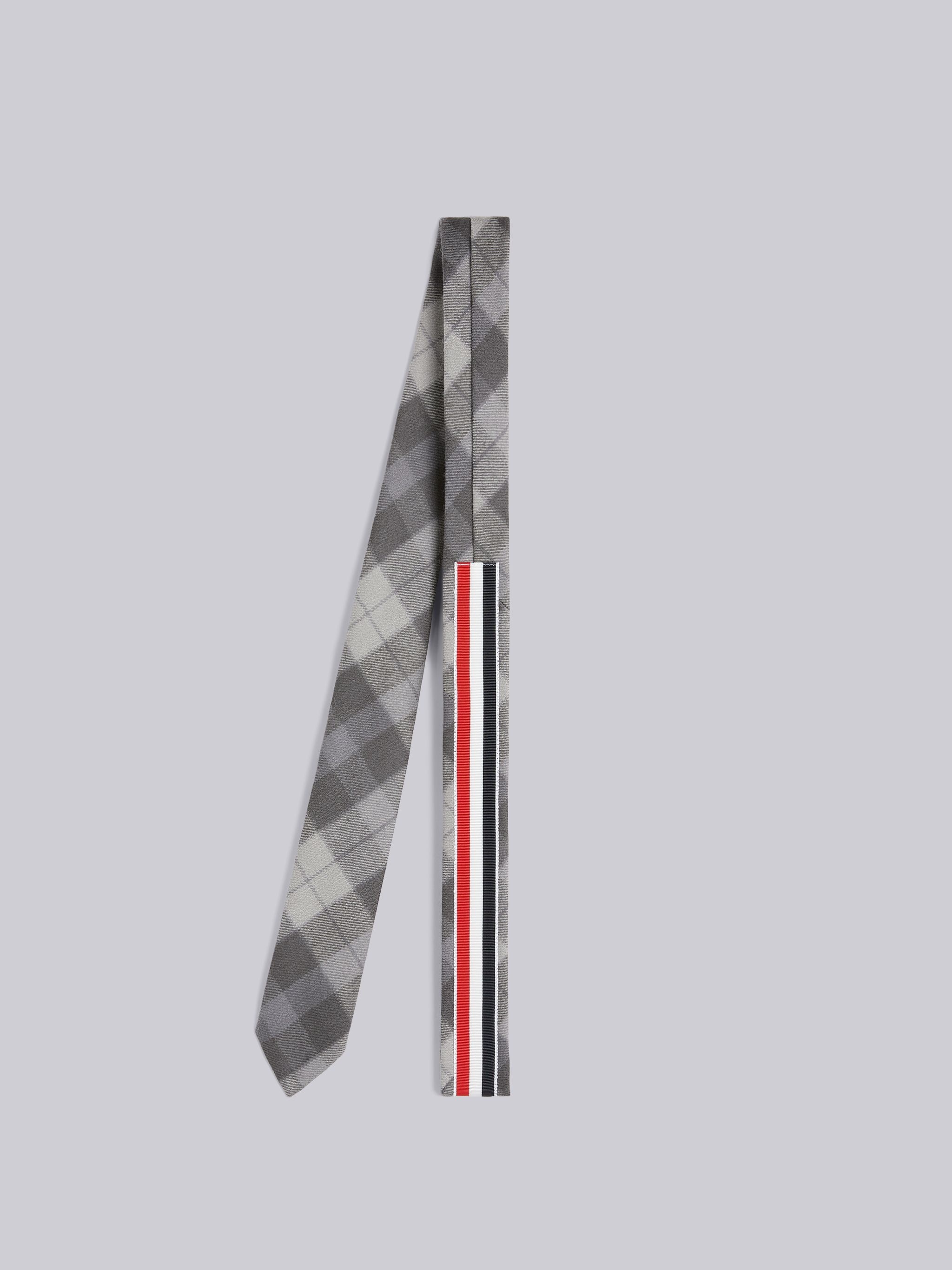 Medium Grey Wool Twill Tartan Check Tie - 3