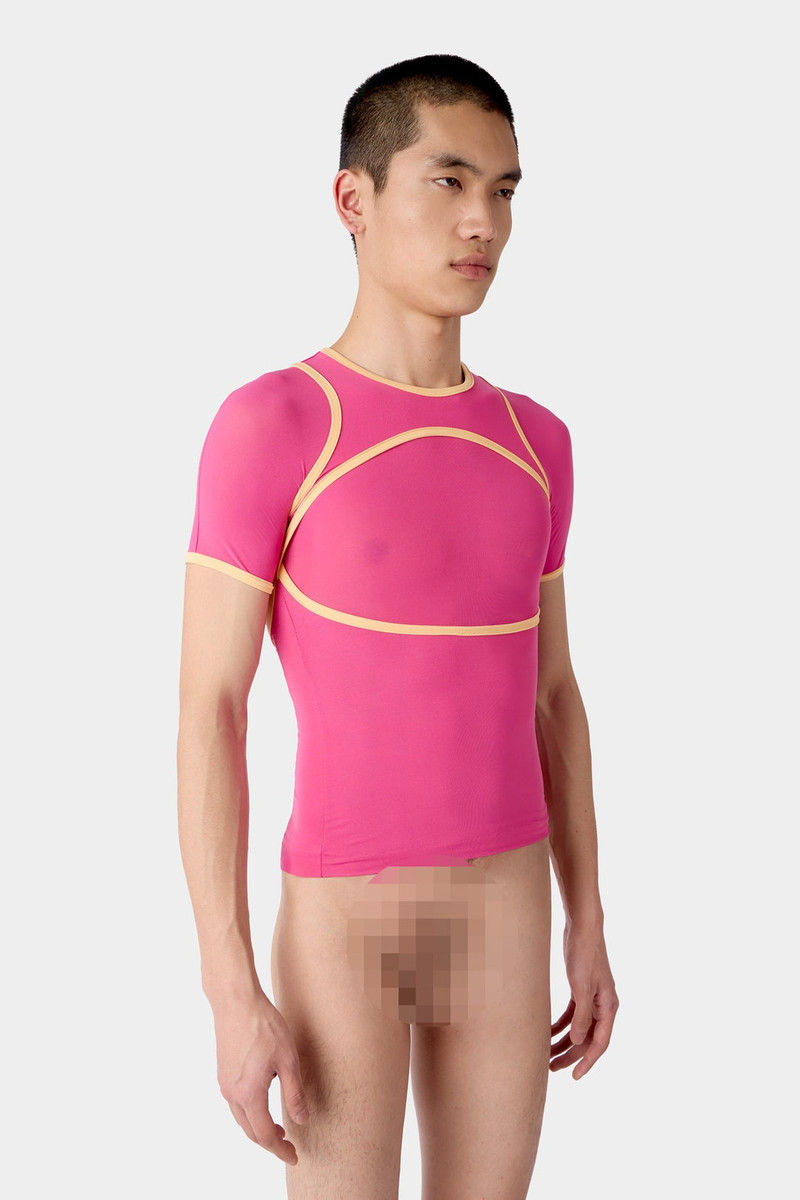 SUPER STRETCH COMBINED T-SHIRT / hot pink 3