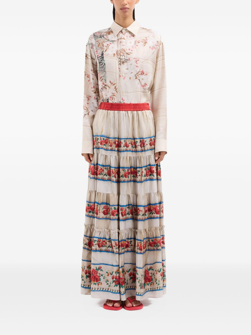 Pierre-Louis Mascia Aloe tiered floral-print maxi skirt outlook