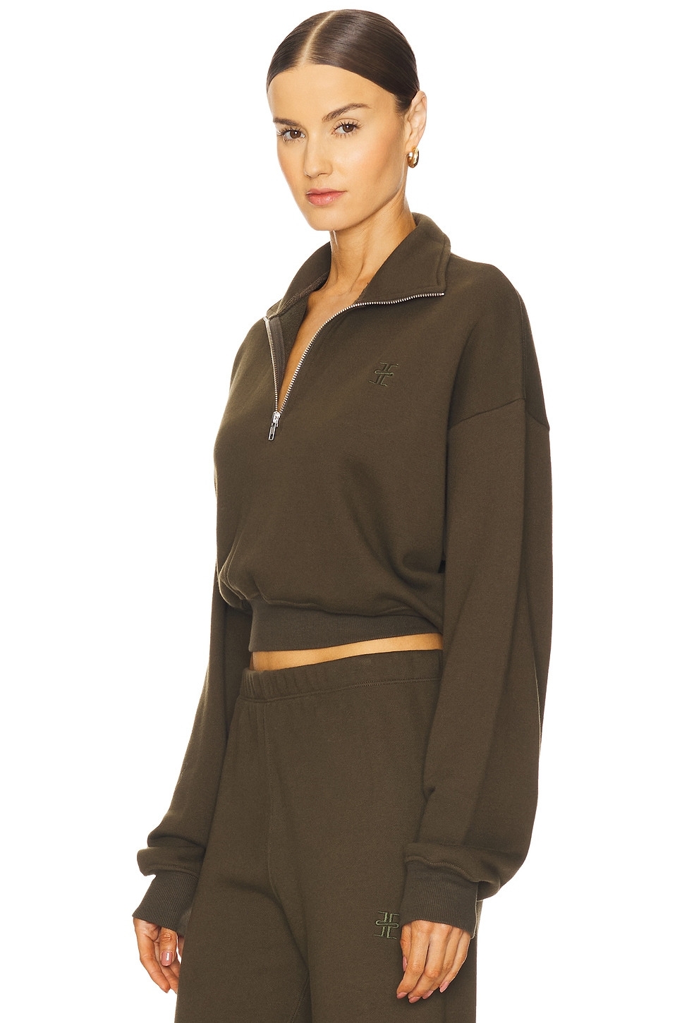 Cropped Half Zip Sweatshirt - 2