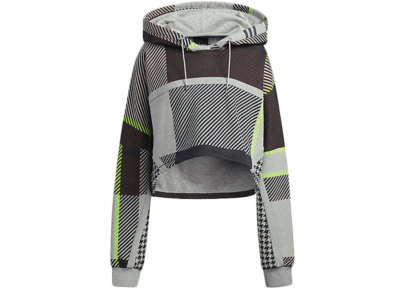 adidas Ivy Park Halls of Ivy Allover Print Cropped Hoodie Medium Grey Heather/Black/Brown - 1