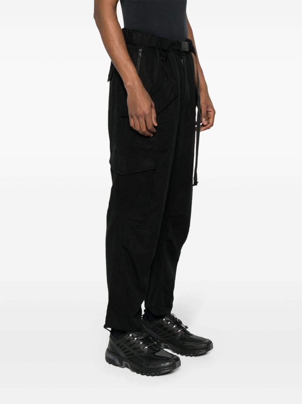 belted straight-leg cargo pants - 3