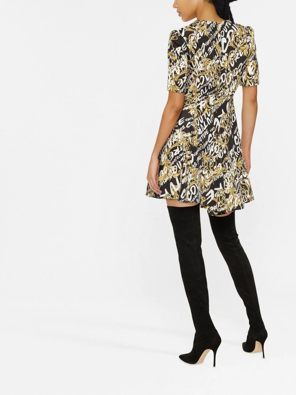 logo-baroque print dress - 4