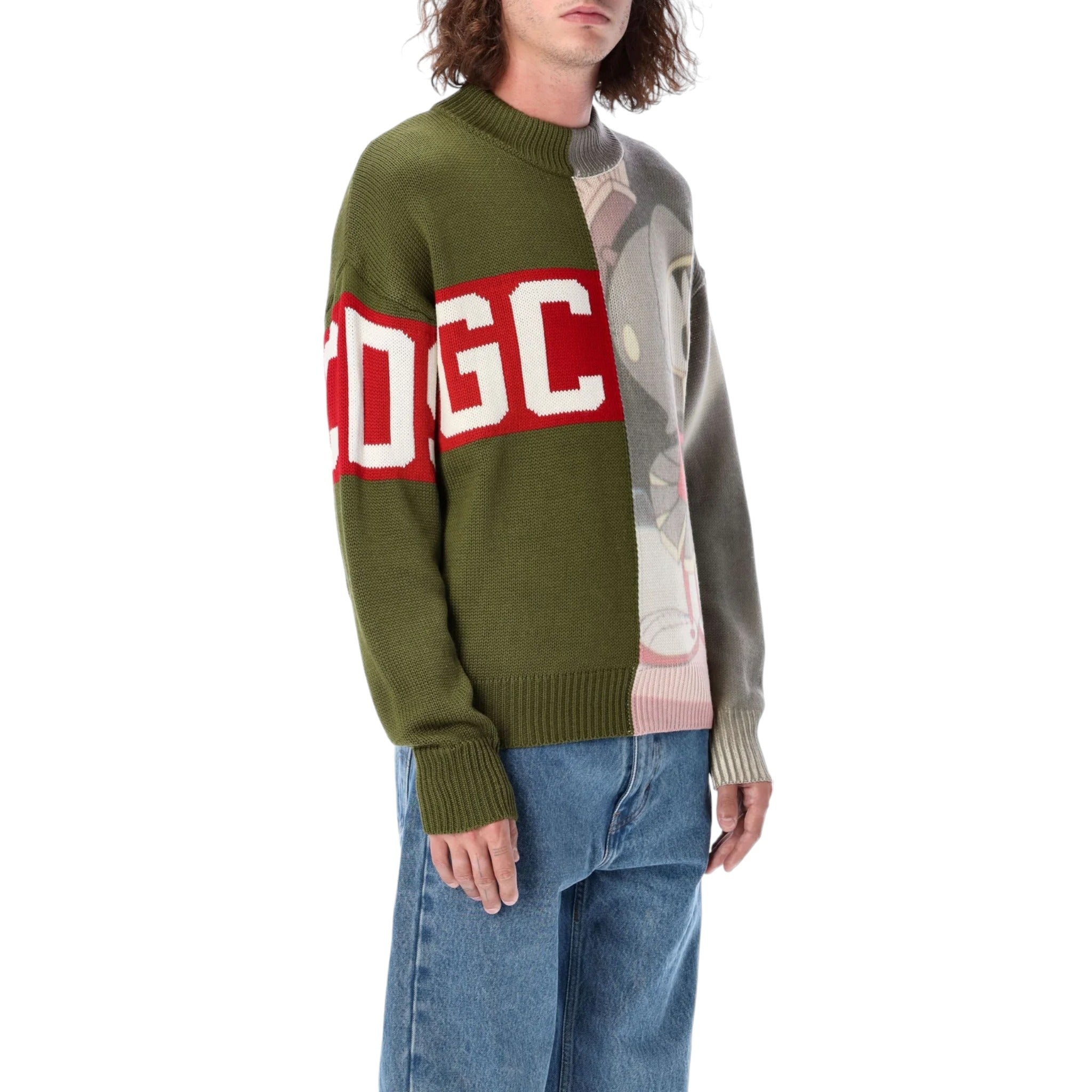 GCDS x Looney Tunes Wool Logo Band Sweater Military - 3