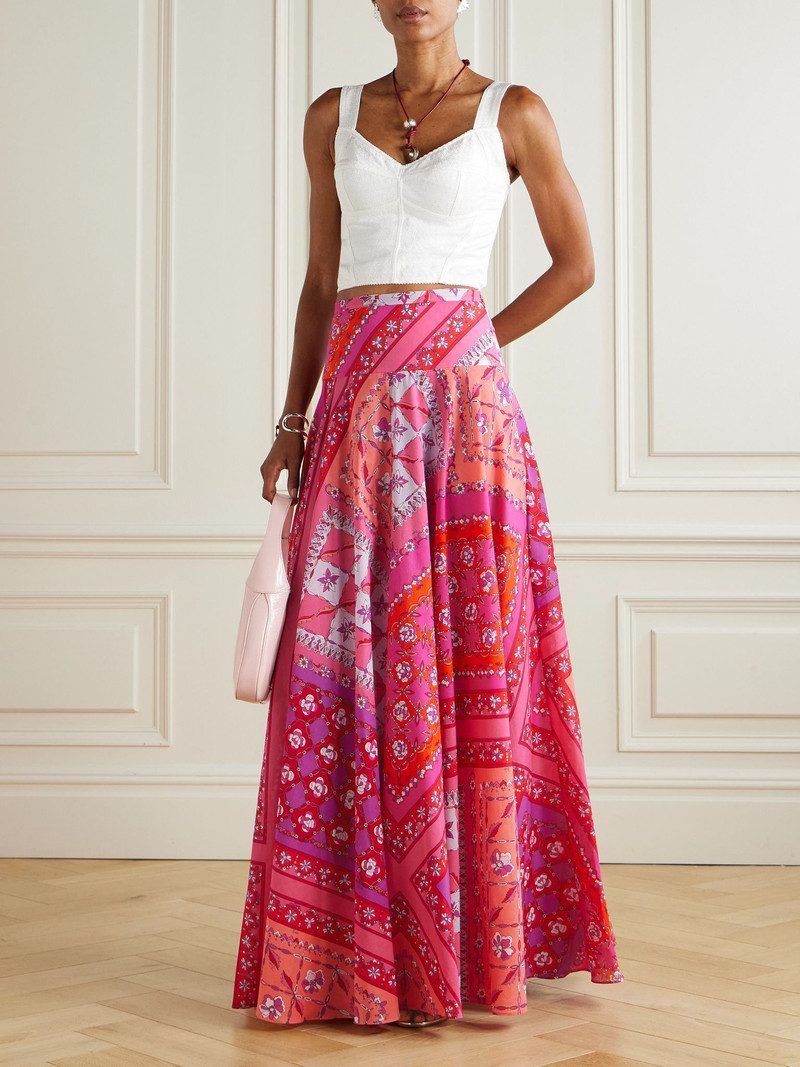PUCCI Printed cotton-muslin maxi skirt Fuchsia outlook