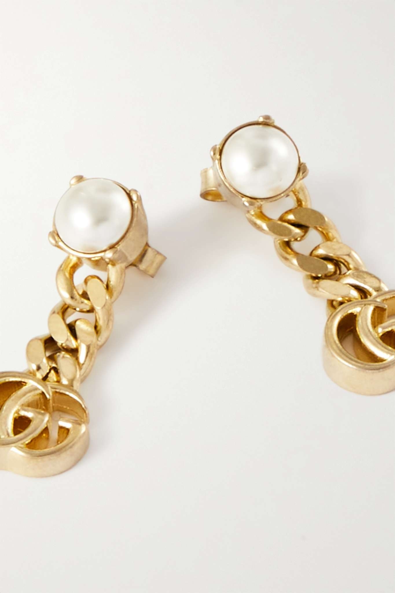 Gold-tone and faux pearl earrings - 4