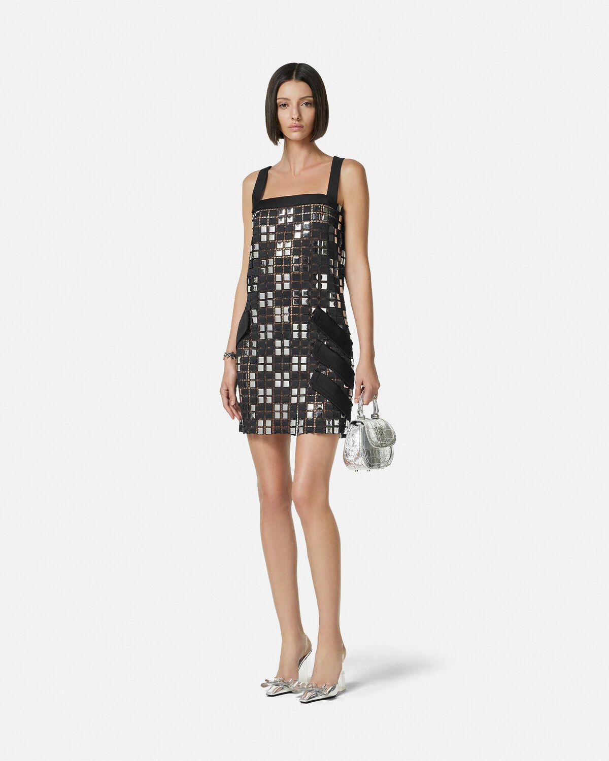 Embroidered Macramé Shift Mini Dress - 2