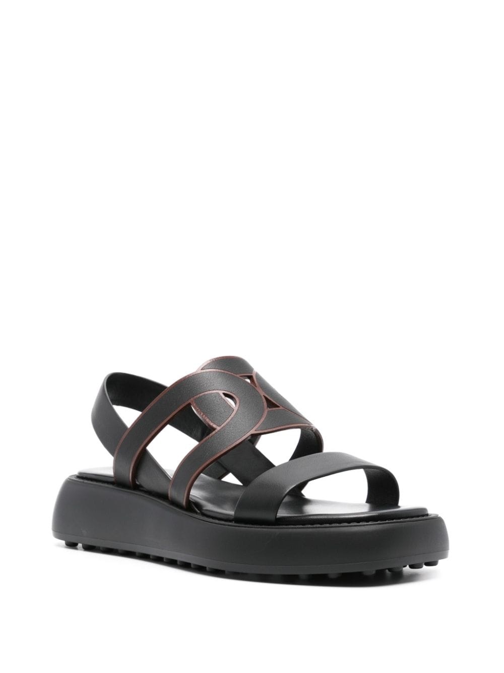 cut-out chain leather sandals - 2