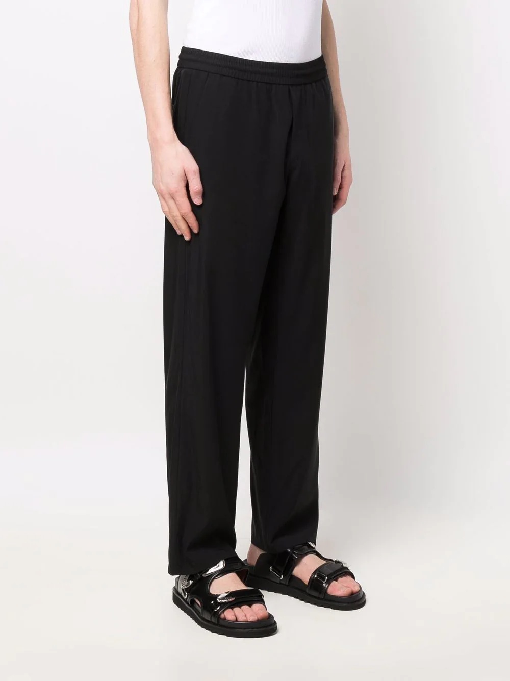 elasticated-waist straight trousers - 3