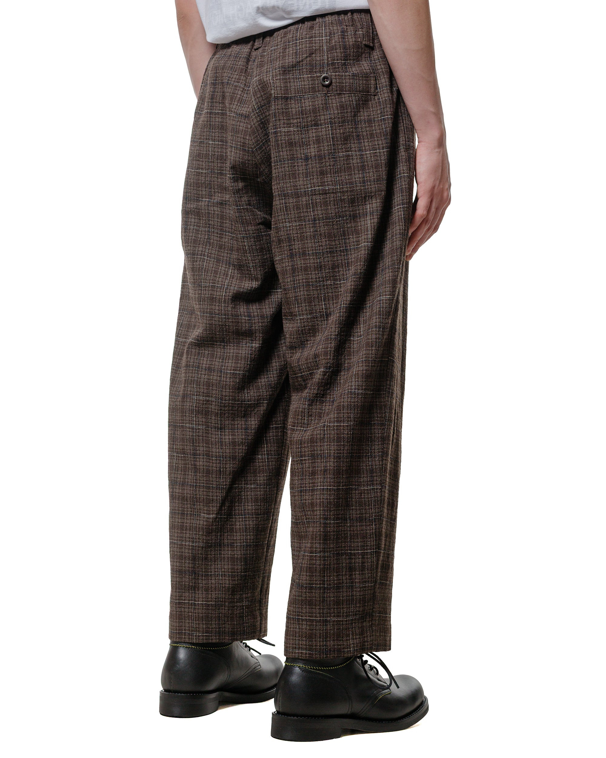 Elastic Pant Kasuri Wool Check Brown/Beige/Navy - 3