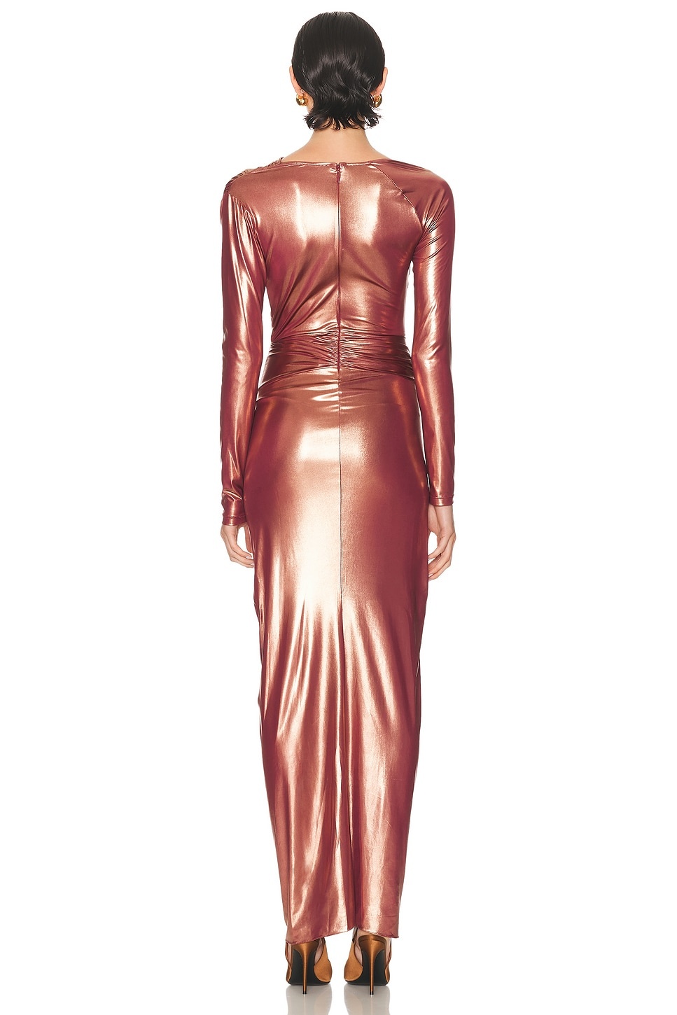 Coated Jersey Asymmetric Draped Sarong Dress - 4