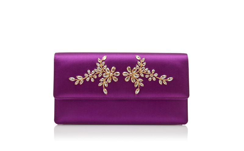 Purple Satin Embroidered Clutch 1