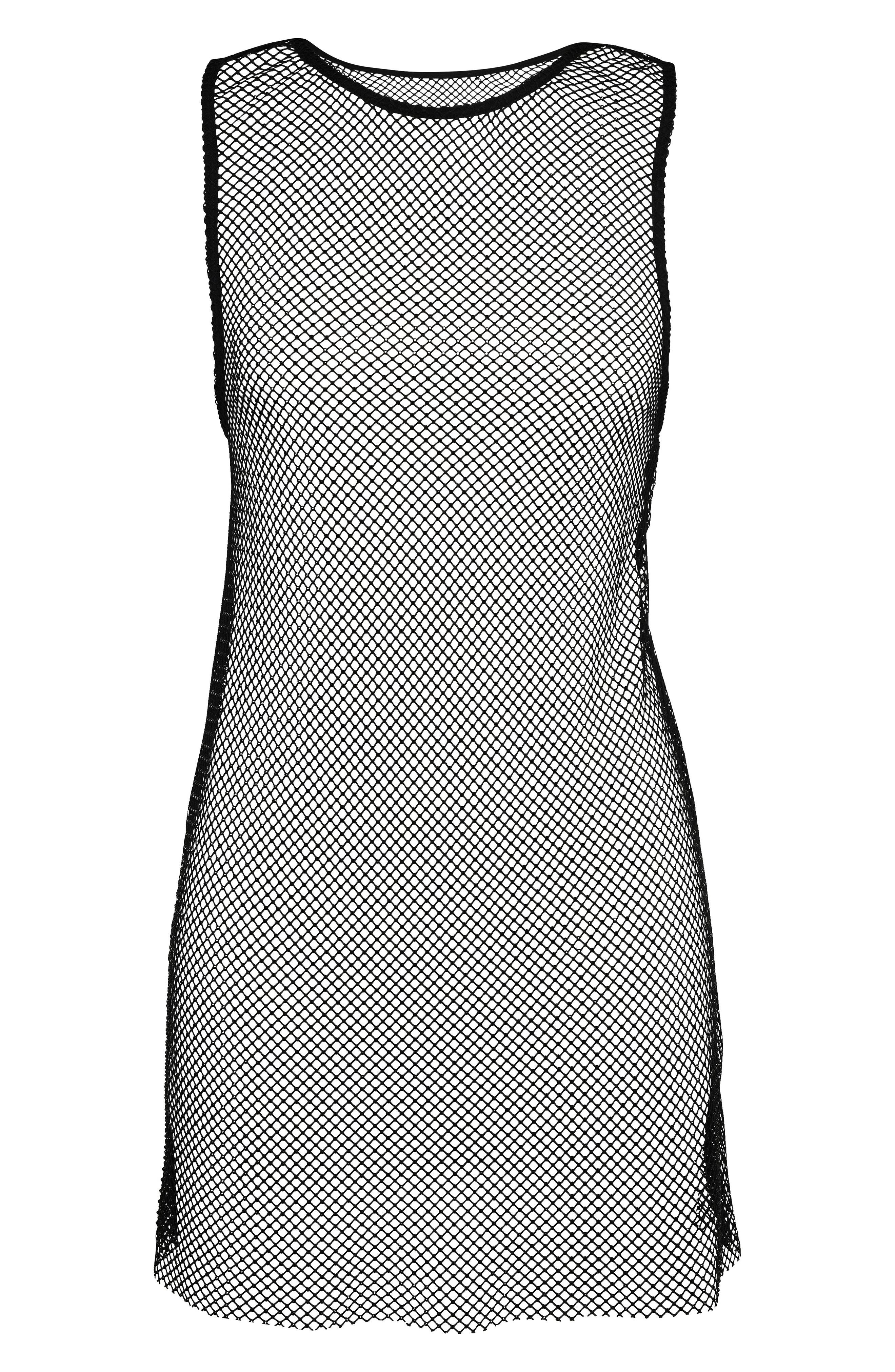 L'AGENCE Angela Sheer Mesh Cover-Up Dress in Black at Nordstrom - 4