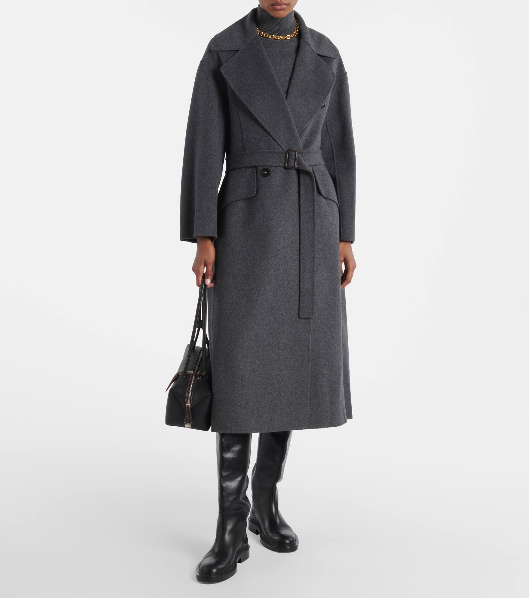 Belted virgin wool coat - 7