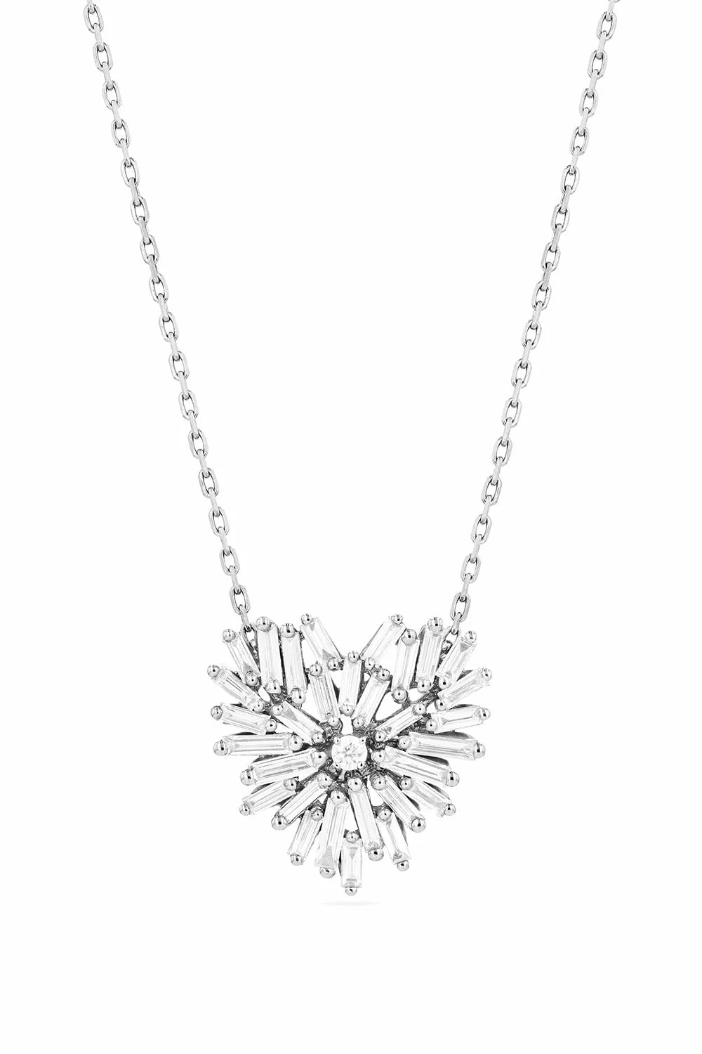 Diamond Mini Heart Necklace - White Gold - 1