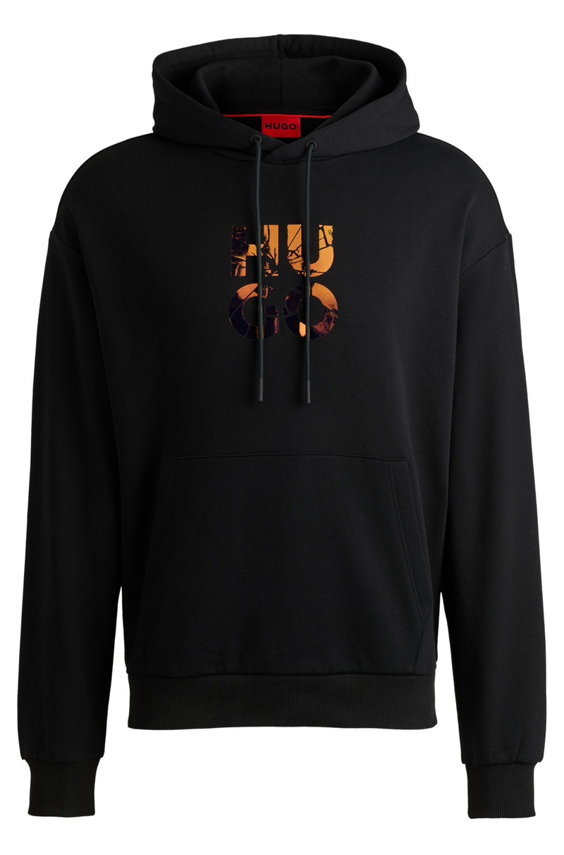 COTTON-TERRY REGULAR-FIT HOODIE WITH STACKED LOGO 1