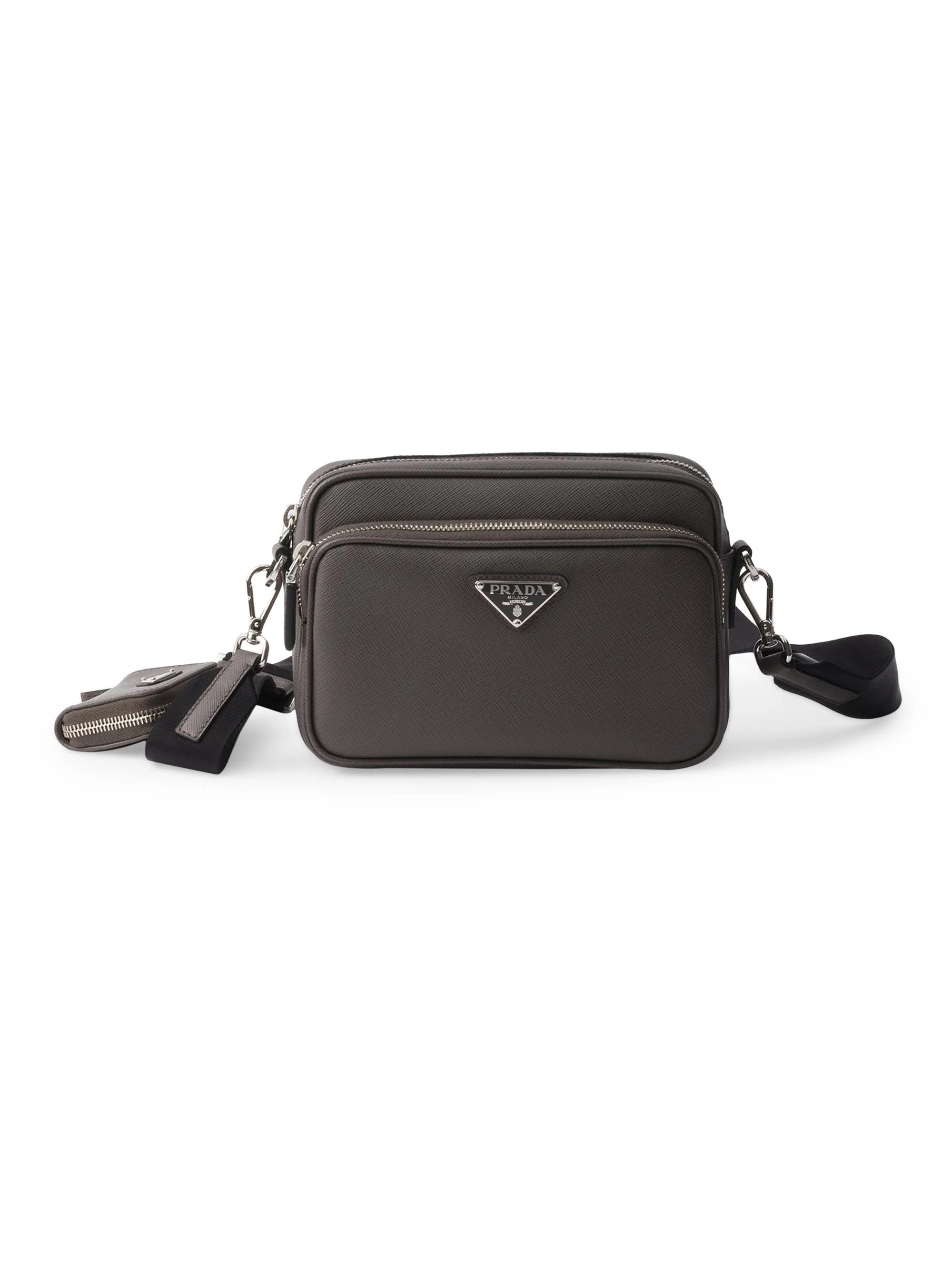 Men's Saffiano Leather Shoulder Bag - Dark Grey - 1