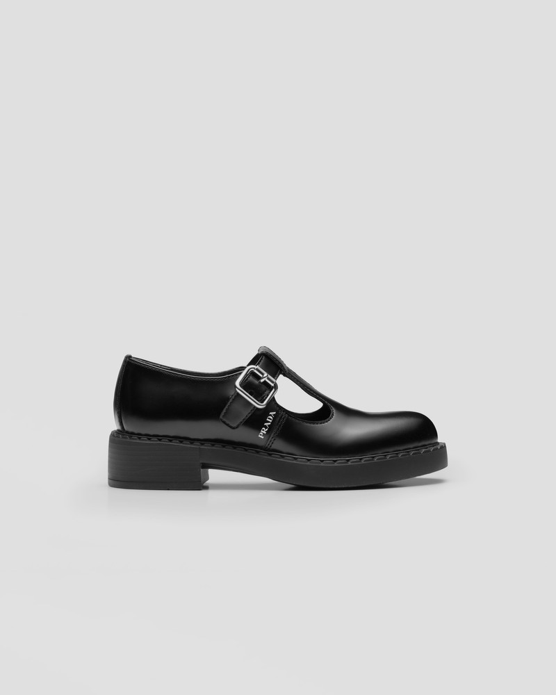 Prada Brushed-leather Mary Jane T-strap shoes outlook