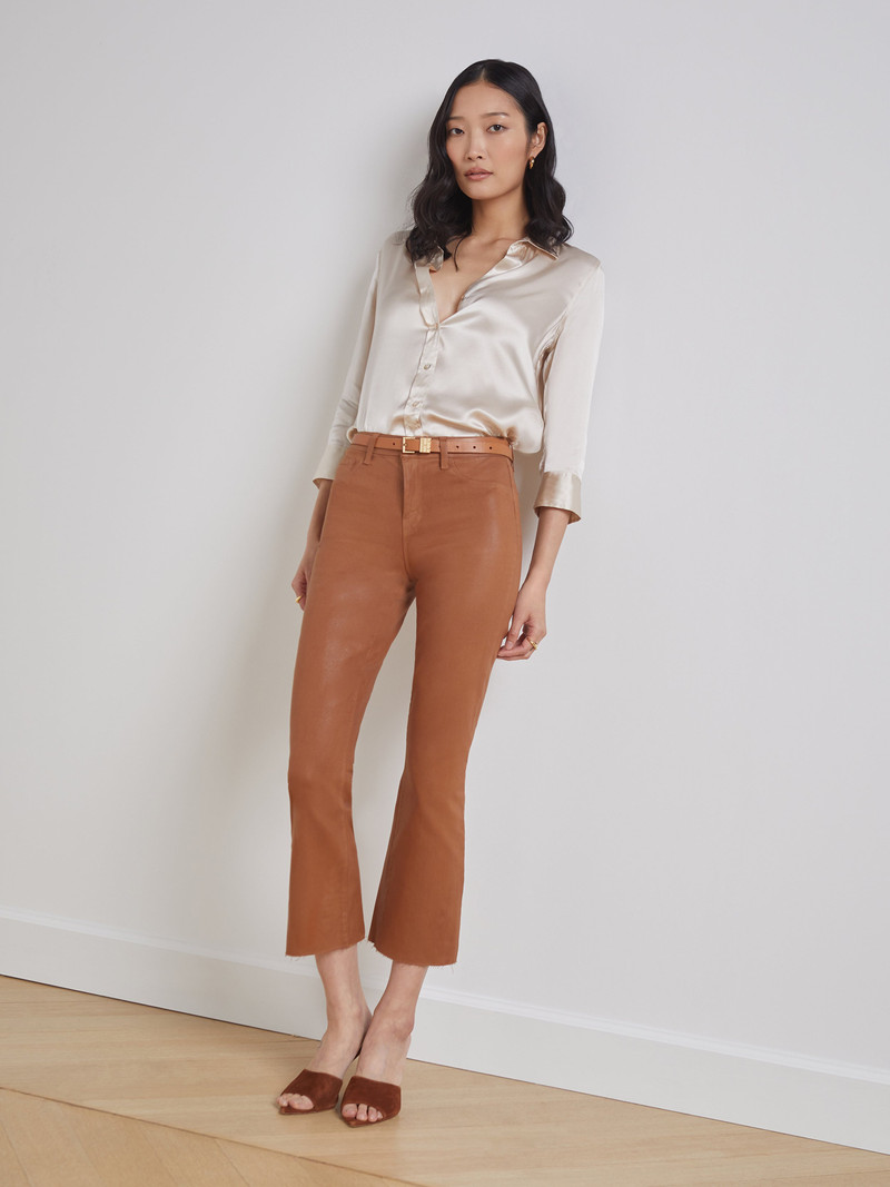 L'AGENCE Kendra Coated Cropped Flare Jean outlook