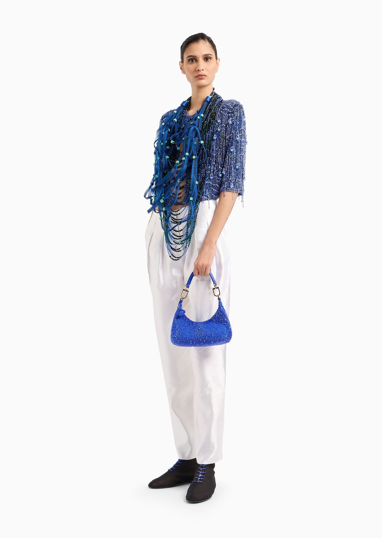La Prima satin and rhinestone mini hobo bag - 5