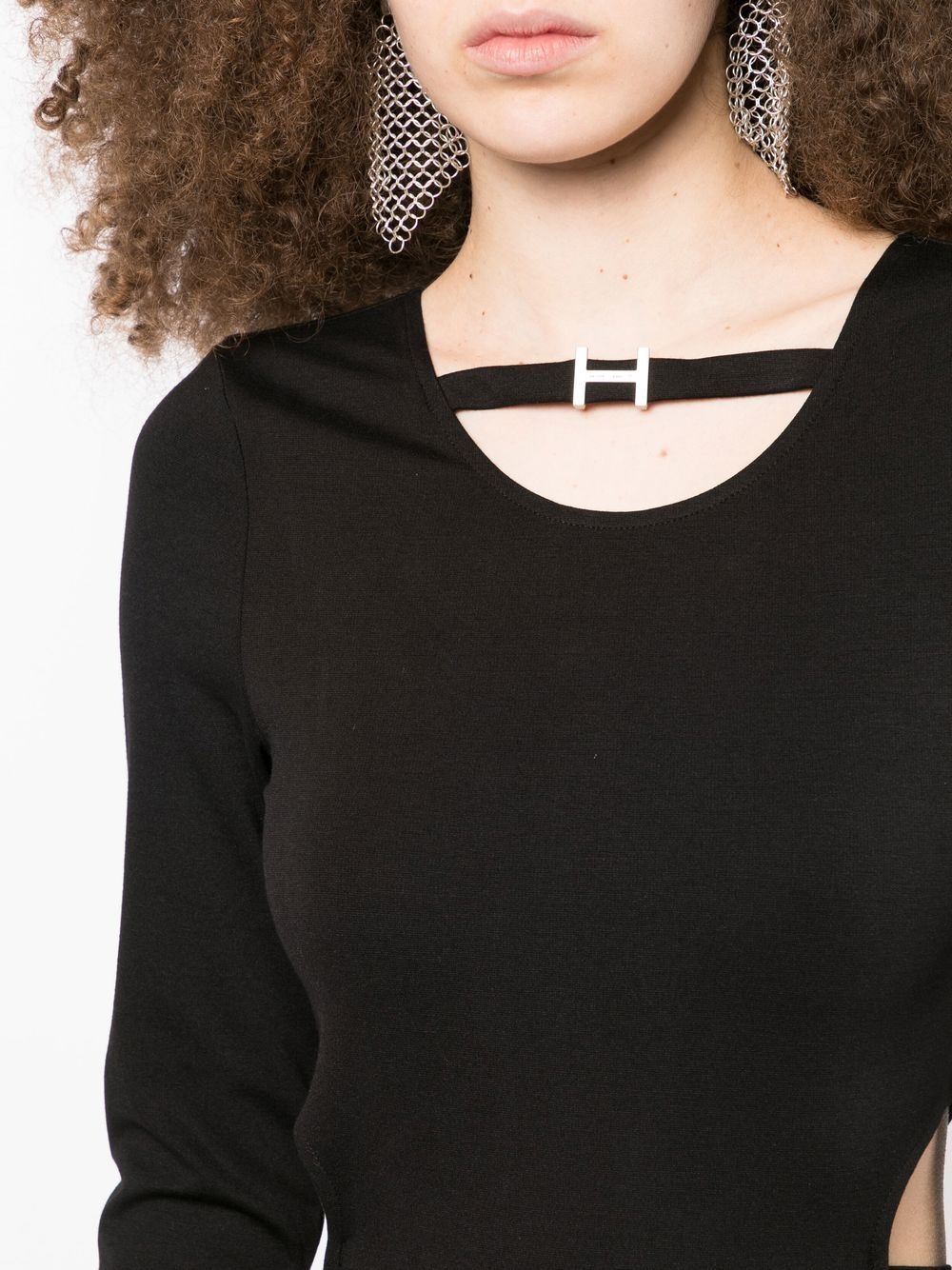 logo-detail long-sleeve mini dress - 5