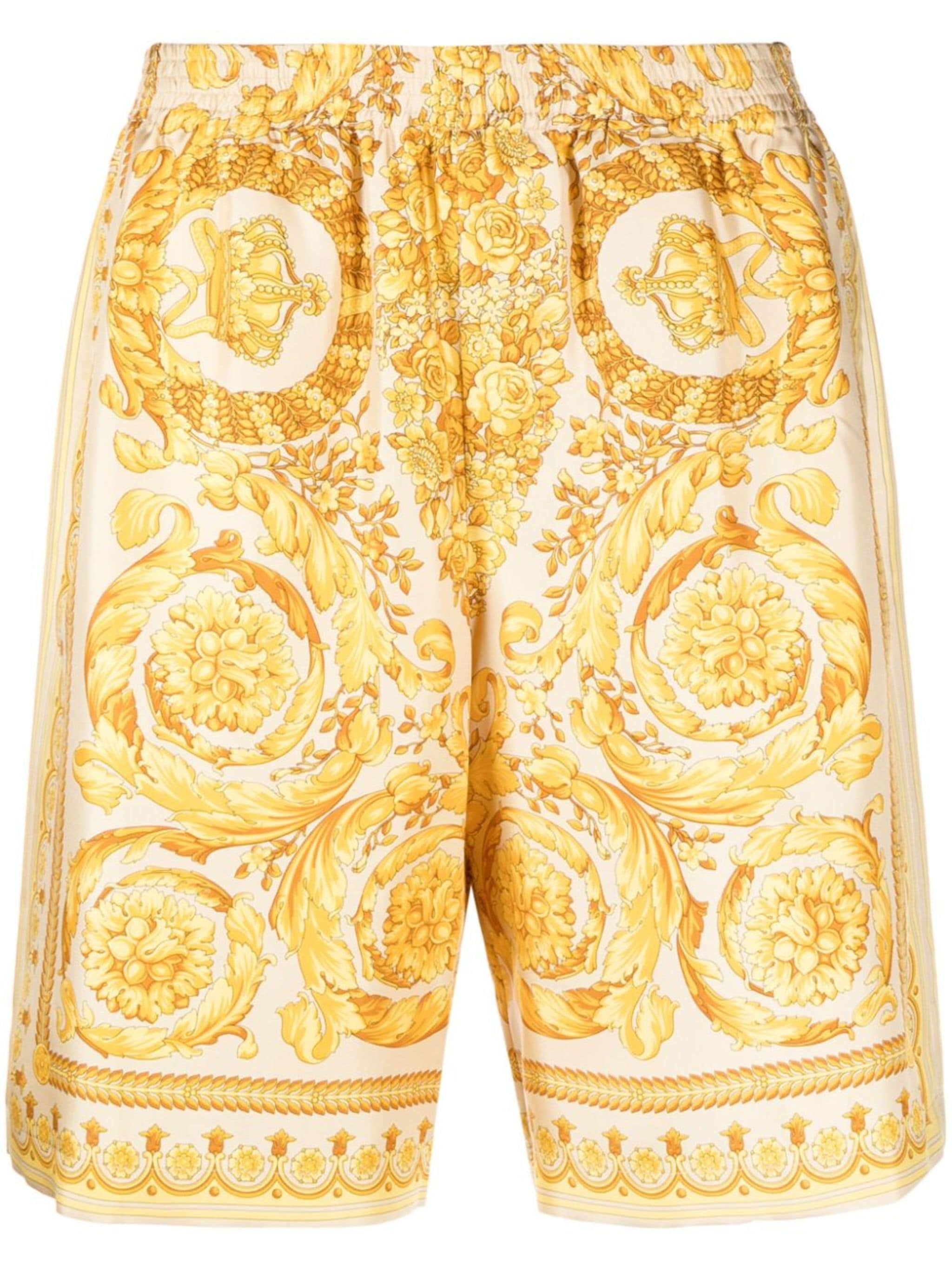 Barocco-print silk shorts - 1