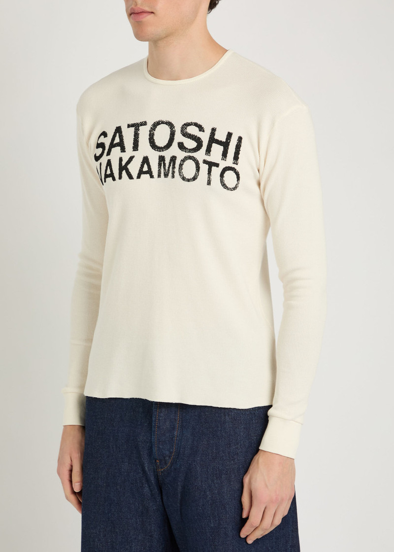 SATOSHI NAKAMOTO Satoshi Nakamoto Logo-printed Waffle Cotton top outlook