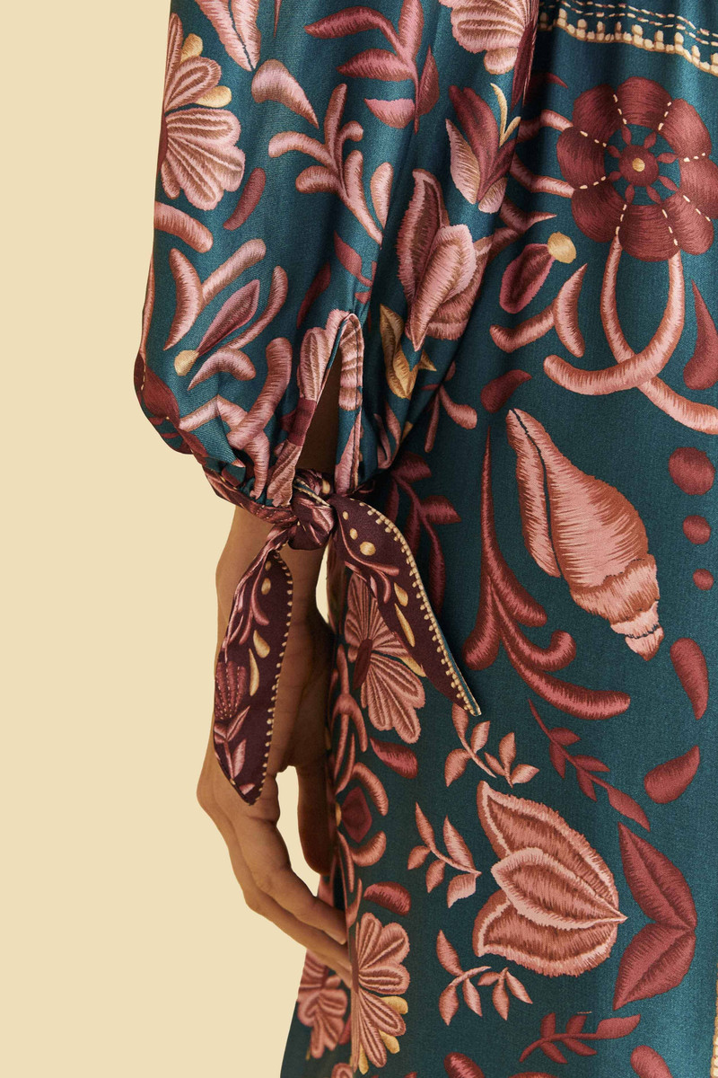 Teal Seashell Tapestry Lenzing™ Ecovero™ Viscose Maxi Dress 5