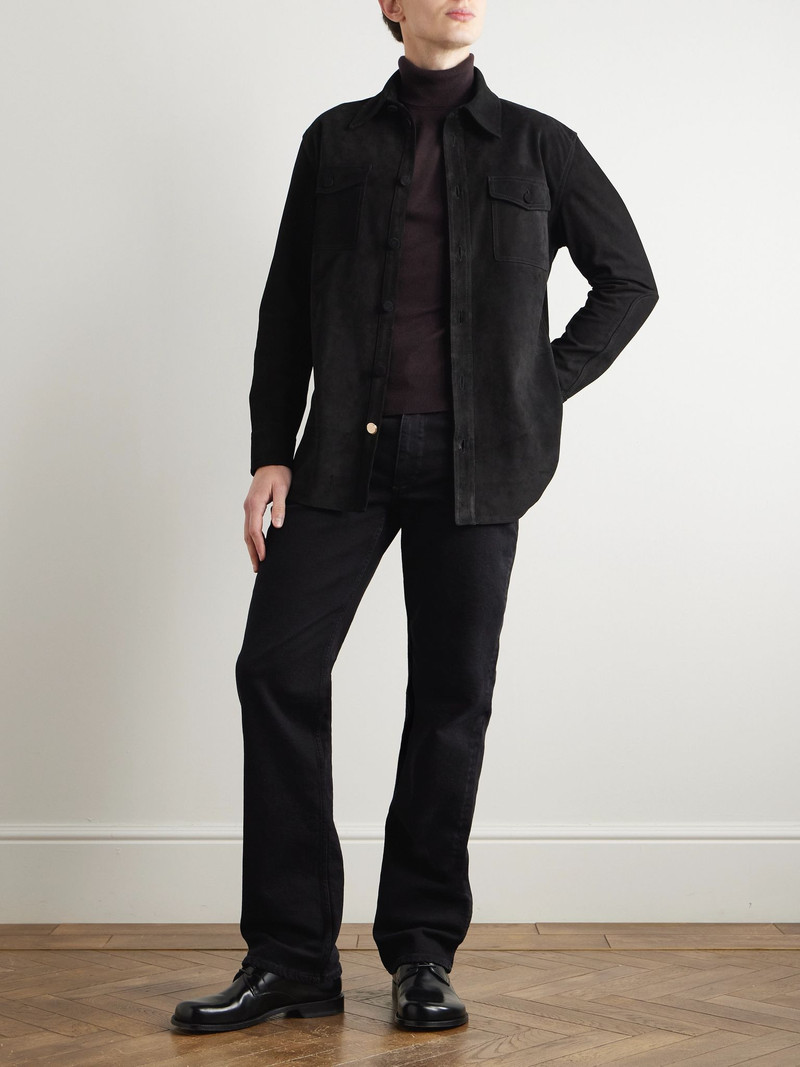 GABRIELA HEARST Lucas Suede Overshirt Black outlook