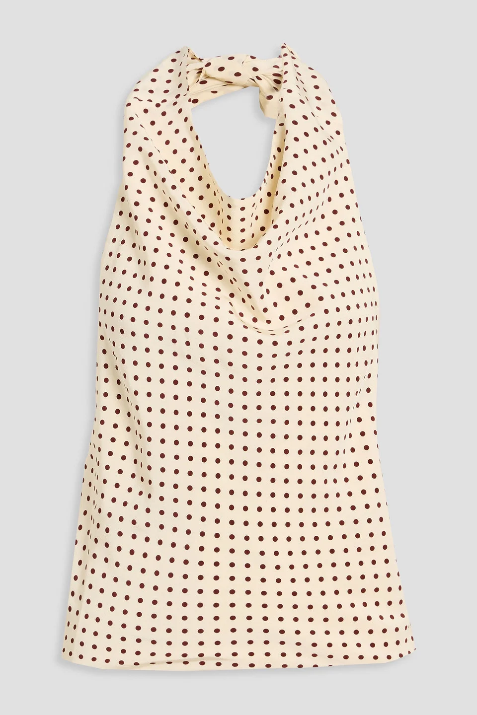 Draped polka-dot silk crepe de chine halterneck top - 1