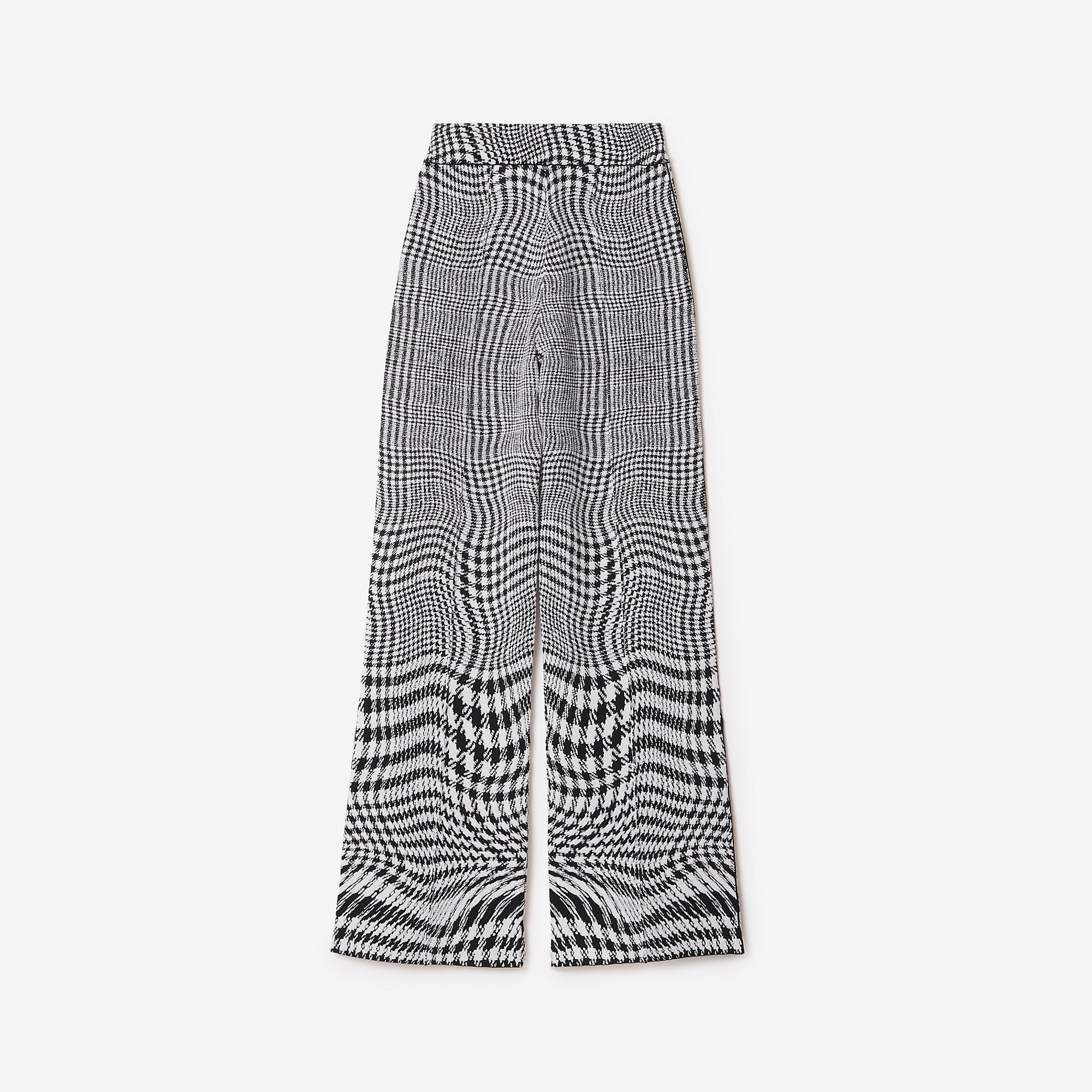 Warped Houndstooth Wool Blend Trousers - 5