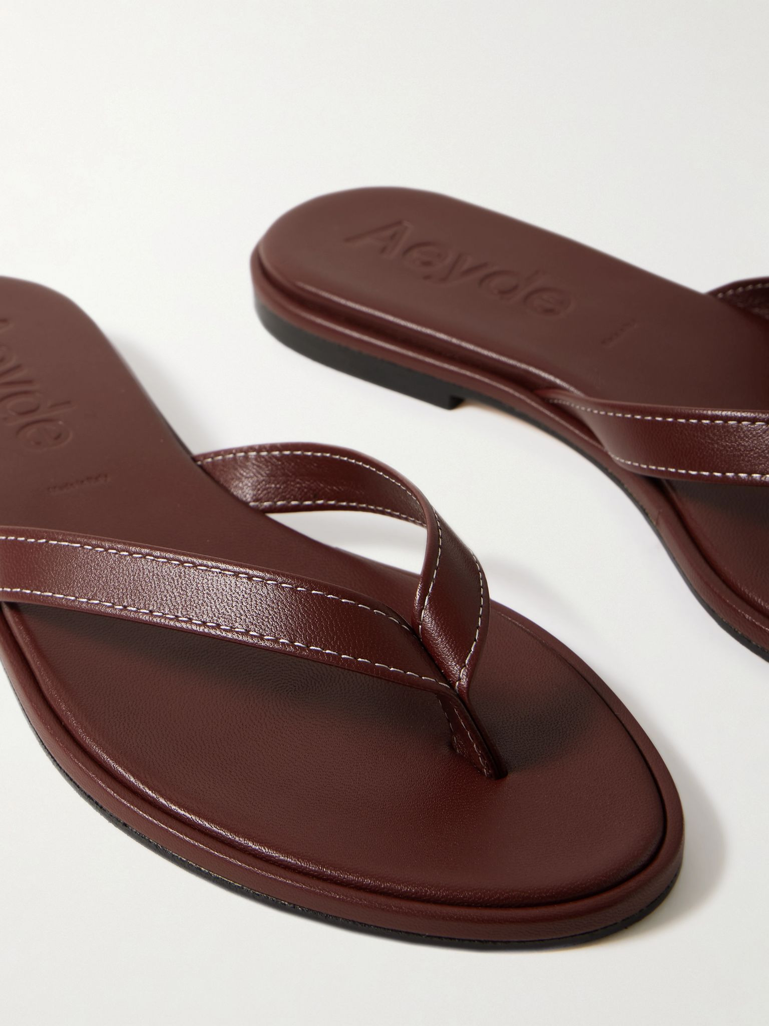 Melody leather flip flops Burgundy - 4