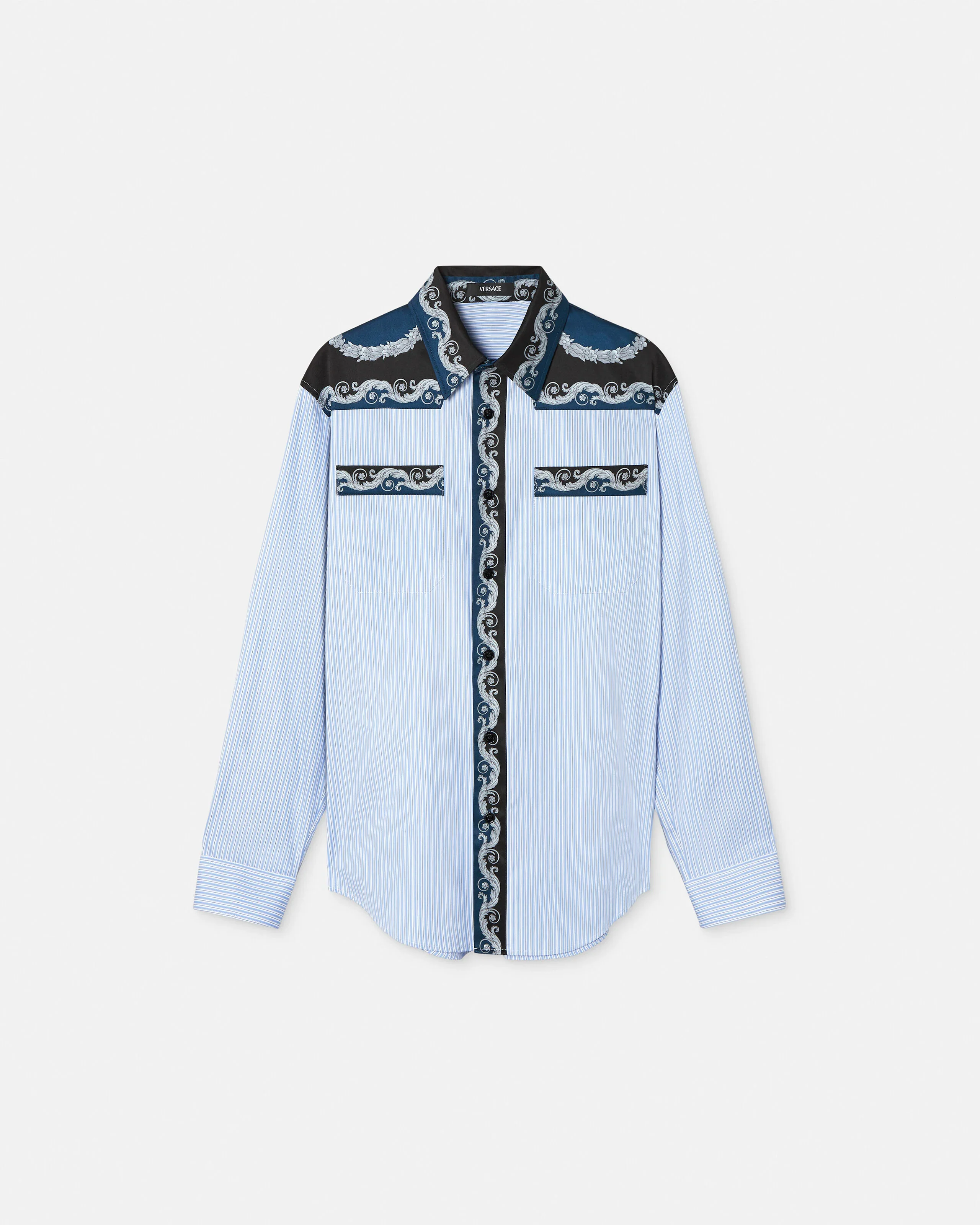 Printed Striped Cotton-Poplin Shirt - 1