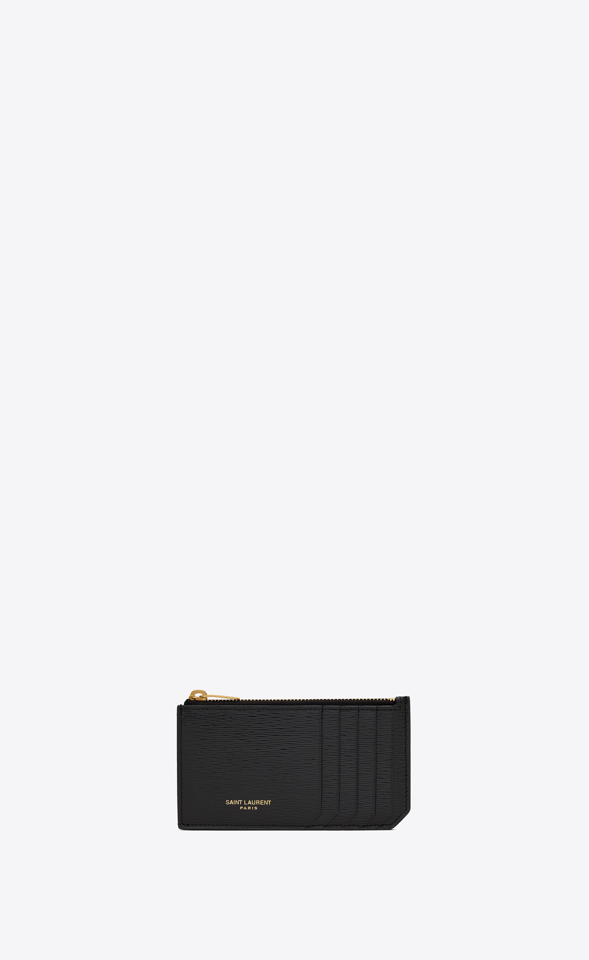 saint laurent paris fragments zip card case in ripple-embossed leather - 1