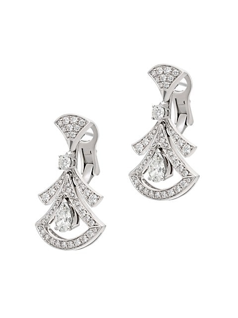 BVLGARI Divas' Dream 18K White Gold & Diamond Drop Earrings | REVERSIBLE