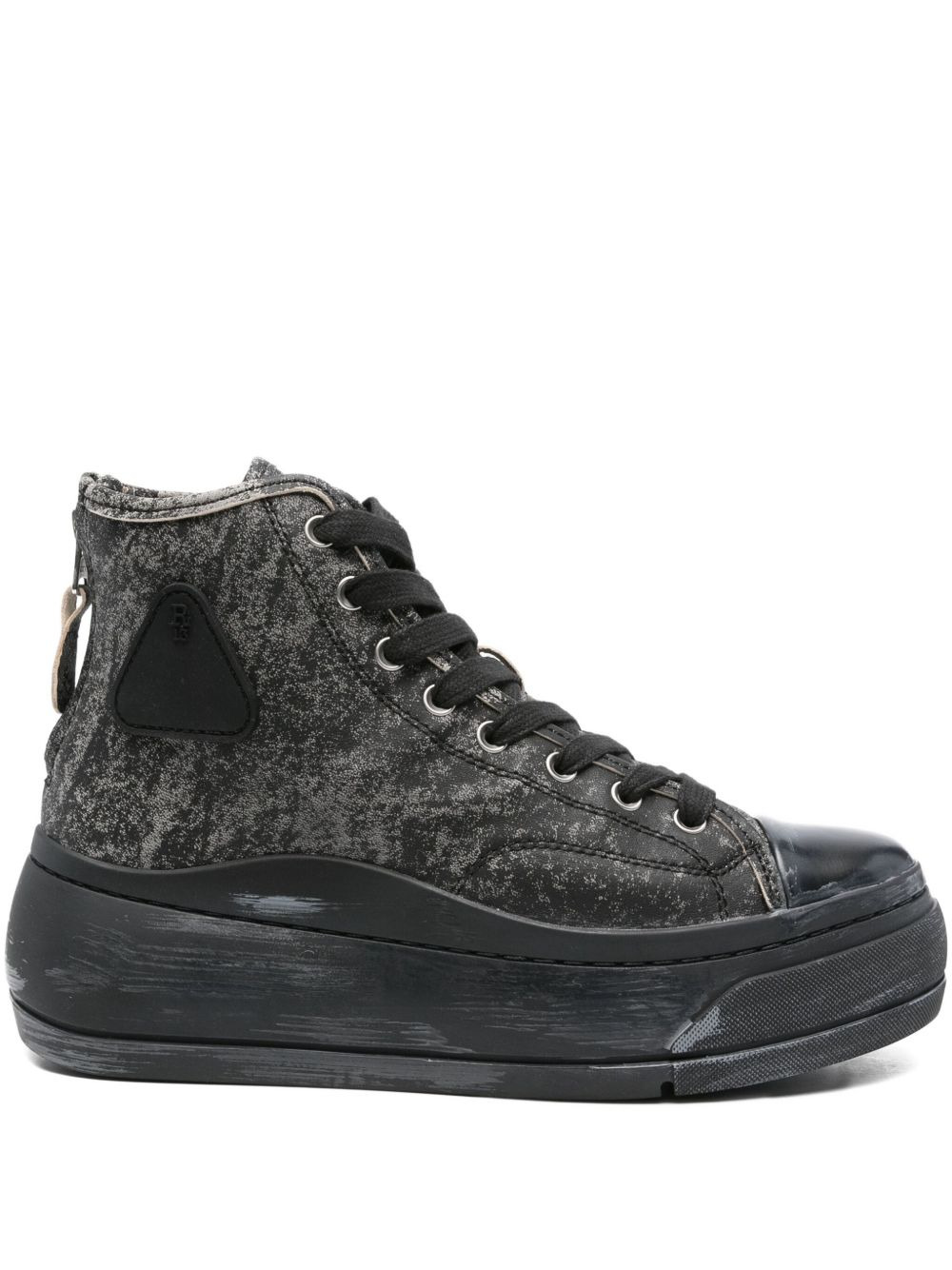 distressed leather sneakers - 1