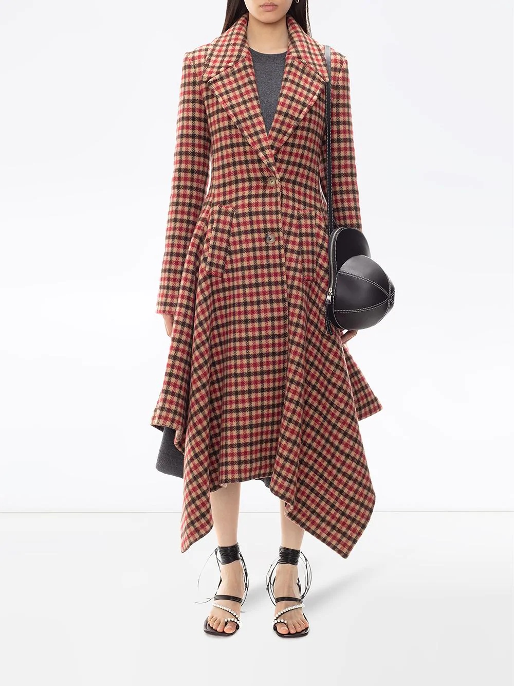 handkerchief-hem check coat - 2