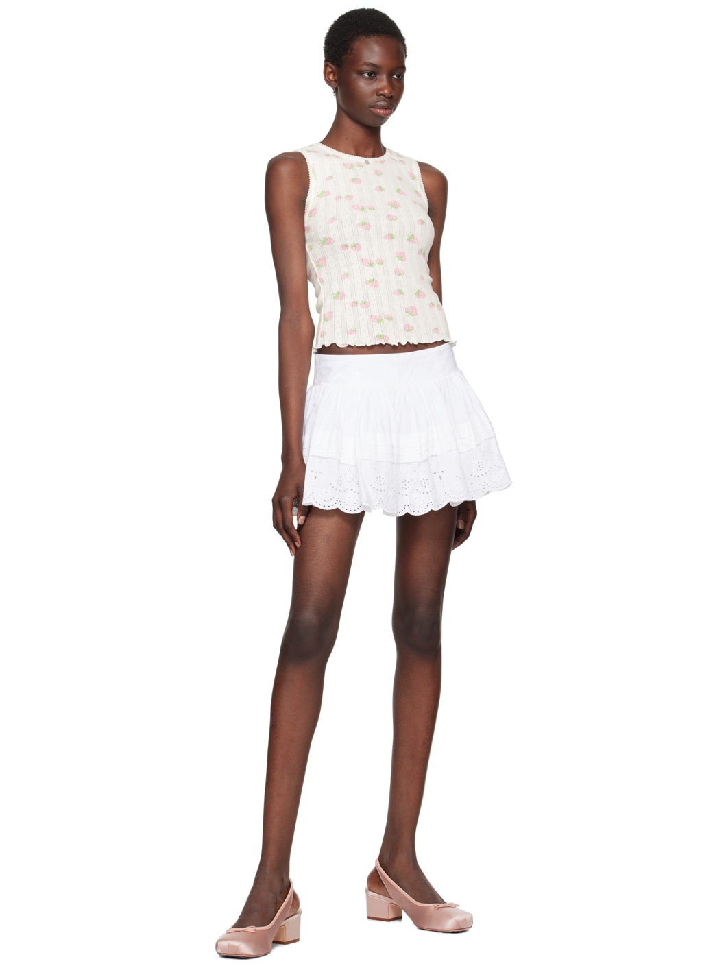 【関税込み】Sandy Liang ホワイト Ira ミニスカート SANDY LIANG White Ira Miniskirt | REVERSIBLE