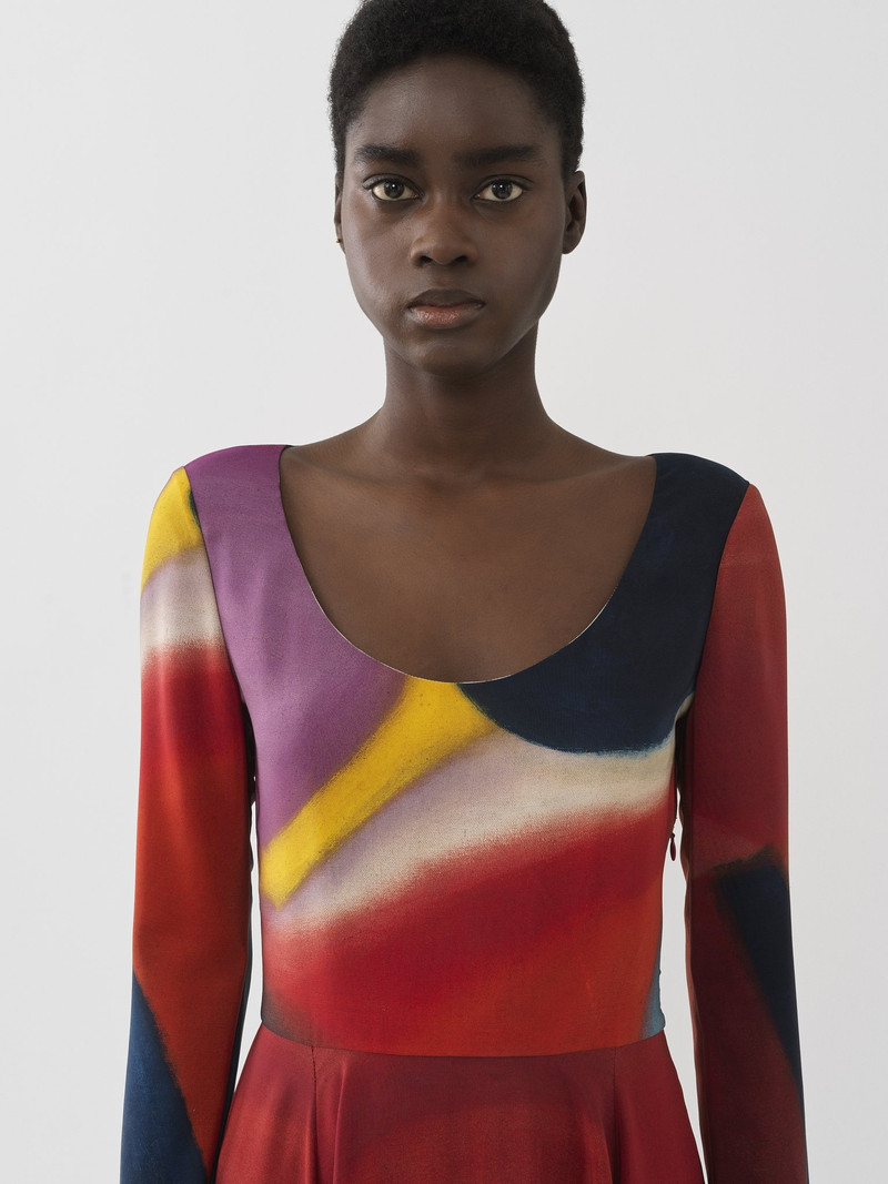 CAROLINE DENERVAUD FOR CHLOÉ LONG FLARED DRESS 5