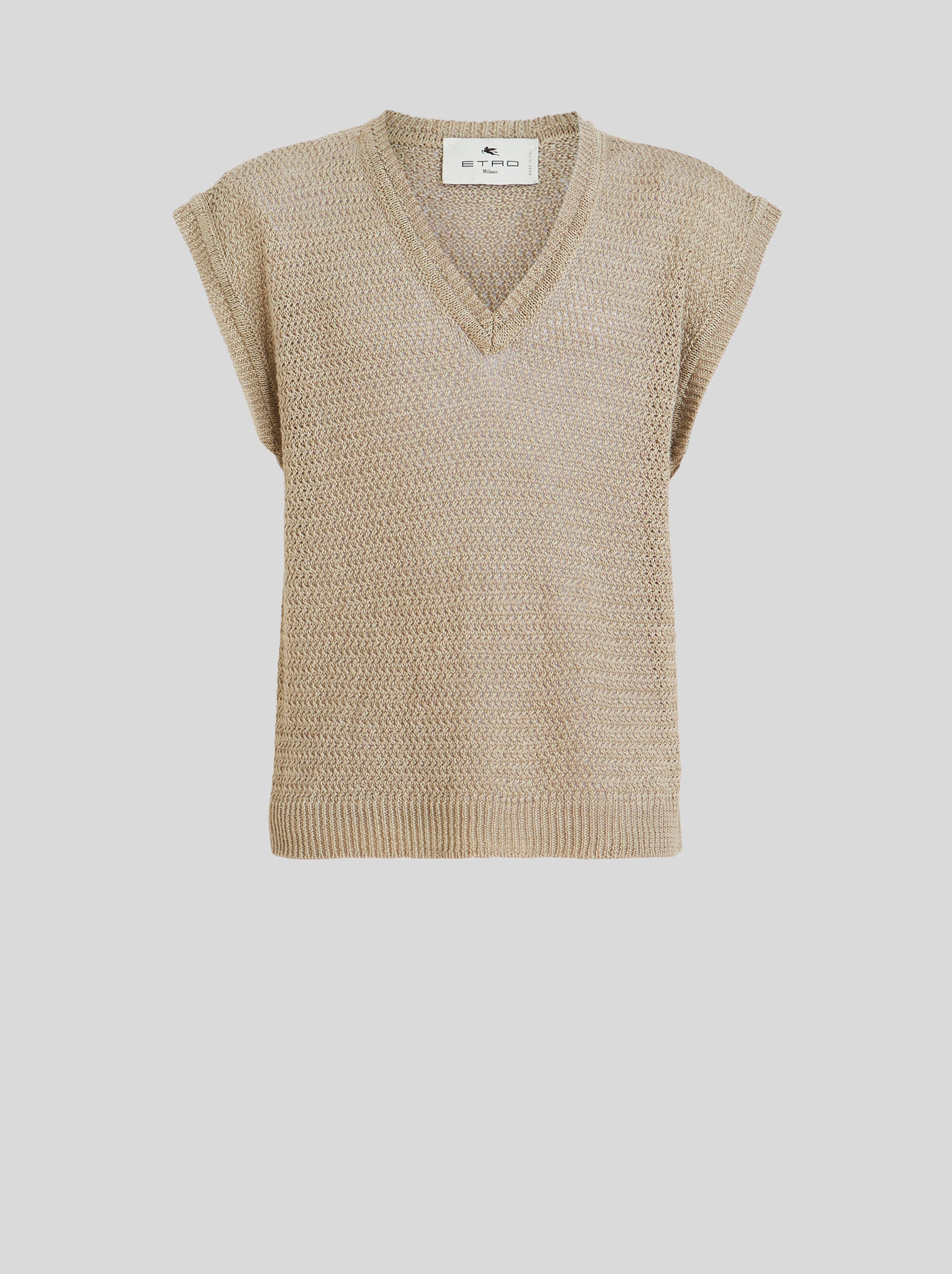 KNITTED LINEN GILET - 1