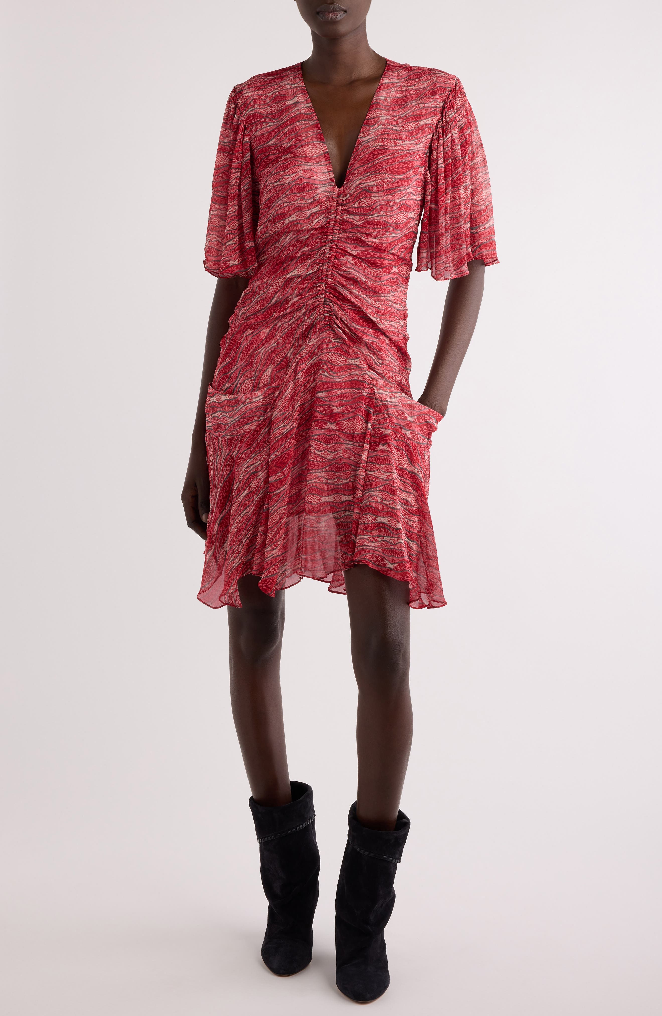 Isabel Marant Étoile Vivienne Abstract Print Georgette Dress in Red at Nordstrom - 1