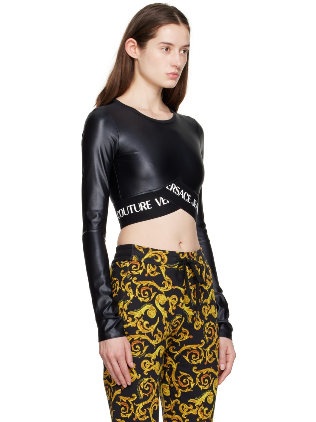Black Shiny Long Sleeve T-Shirt - 2