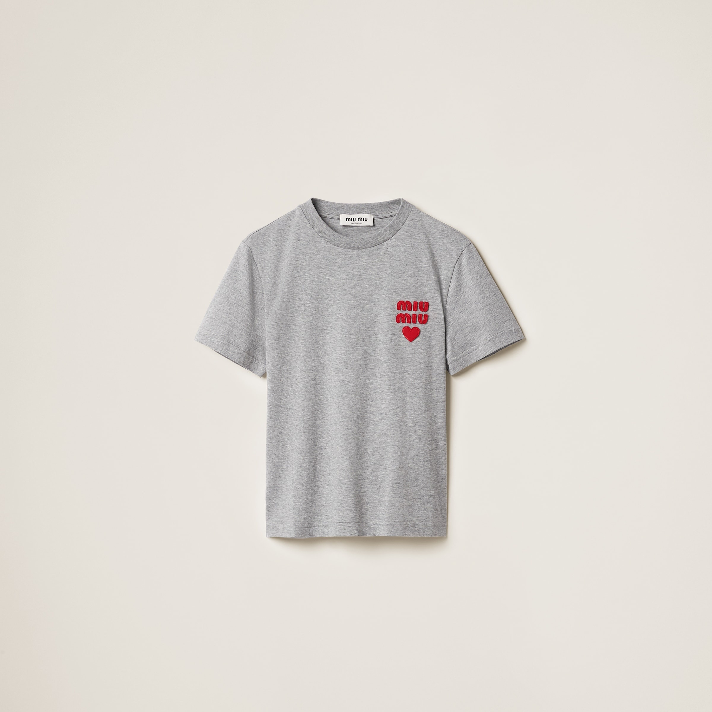 Tシャツ・カットソー MiuMiu | Cotton jersey T-shirt MJN499_13VL_F0031_S_WMO ミュウミュウ]コットンジャージー Tシャツ コピー半袖 ホワイト