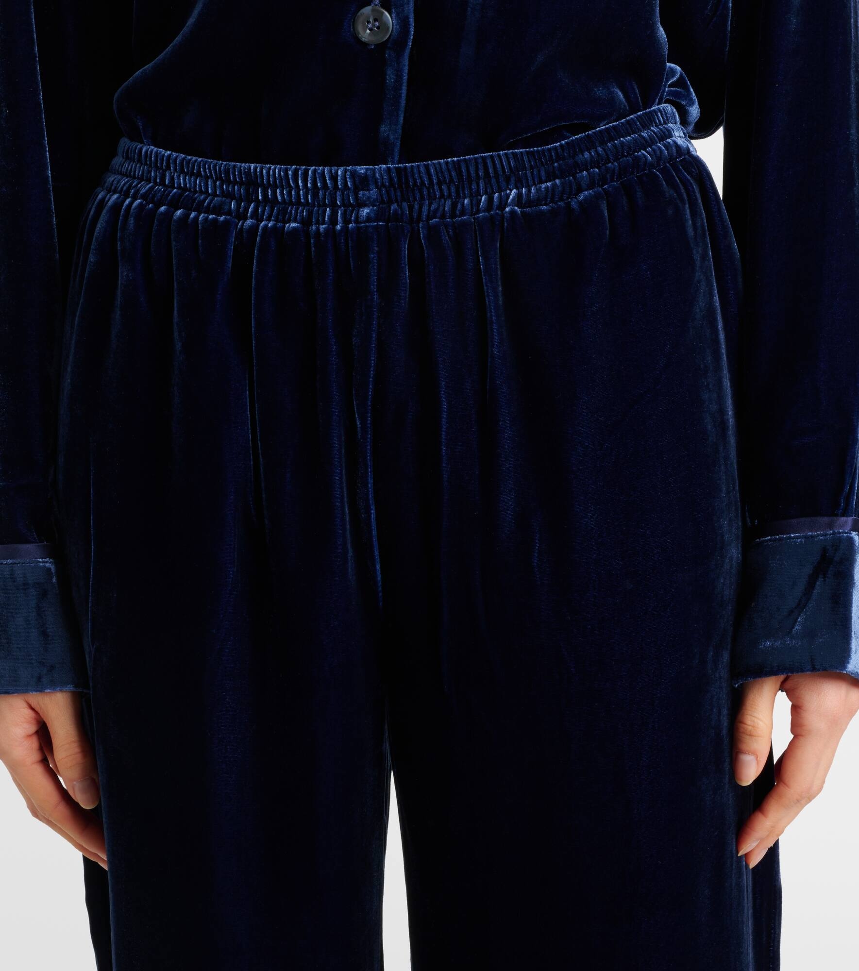 Brescia mid-rise velvet wide-leg pants - 4