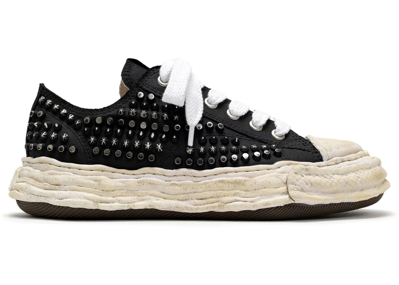 Maison Mihara Yasuhiro Peterson 23 OG Sole Studded Canvas Low Black White - 1