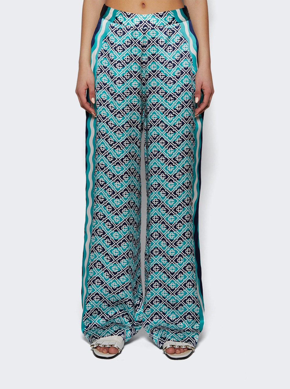 Monogram Straight Leg Trousers Turquoise - 2