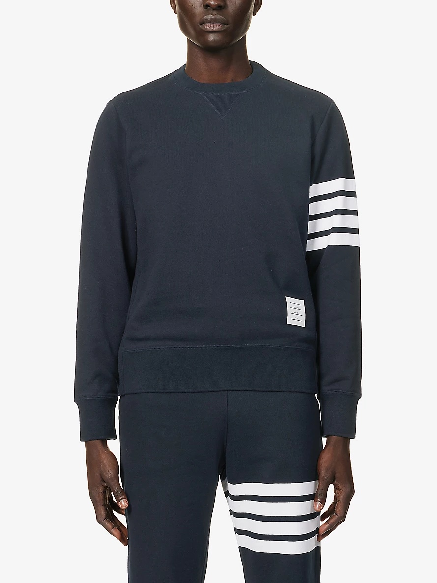 Classic brand-stripe cotton-jersey sweatshirt - 3