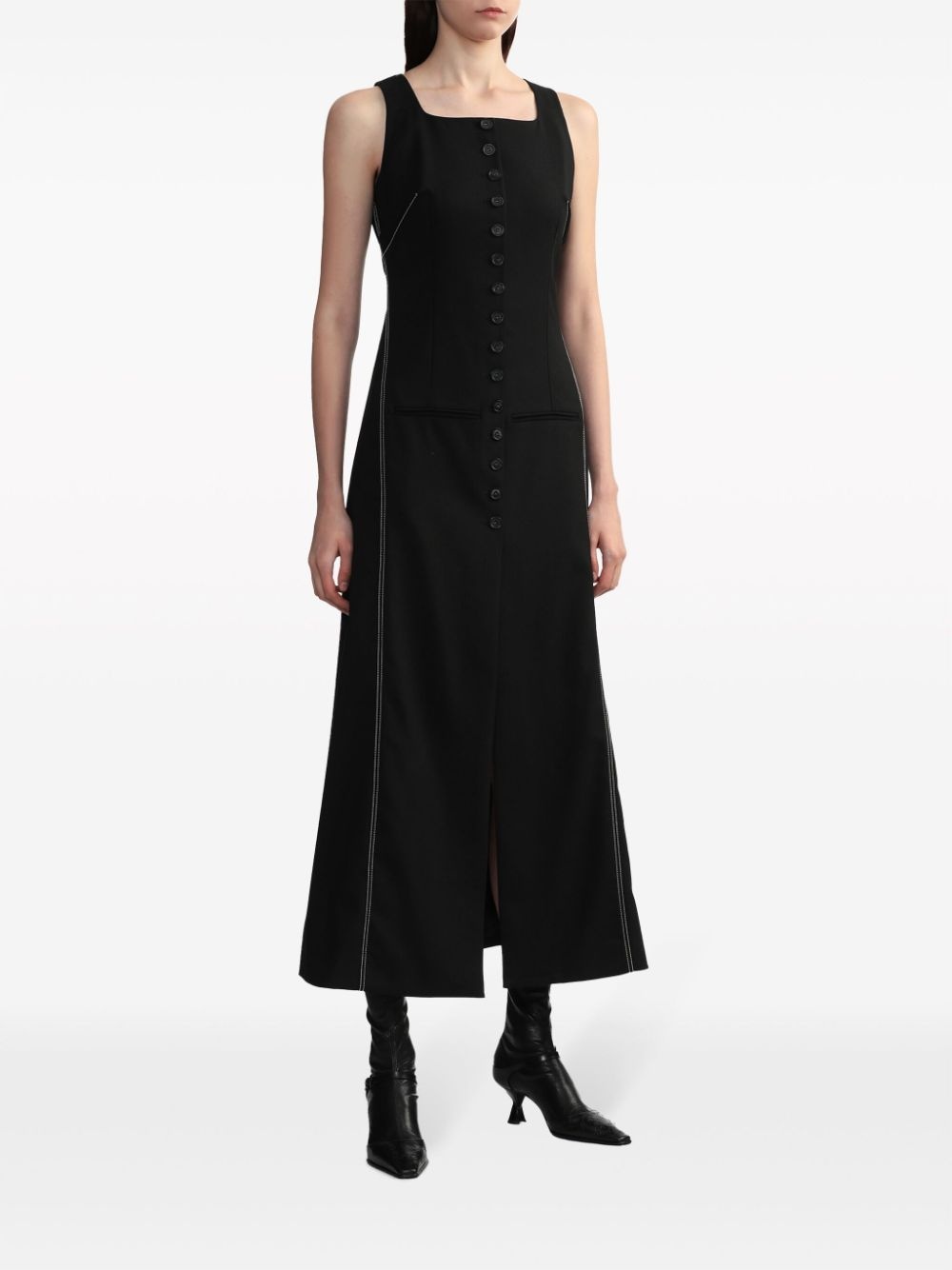 button-down flared midi dress - 2